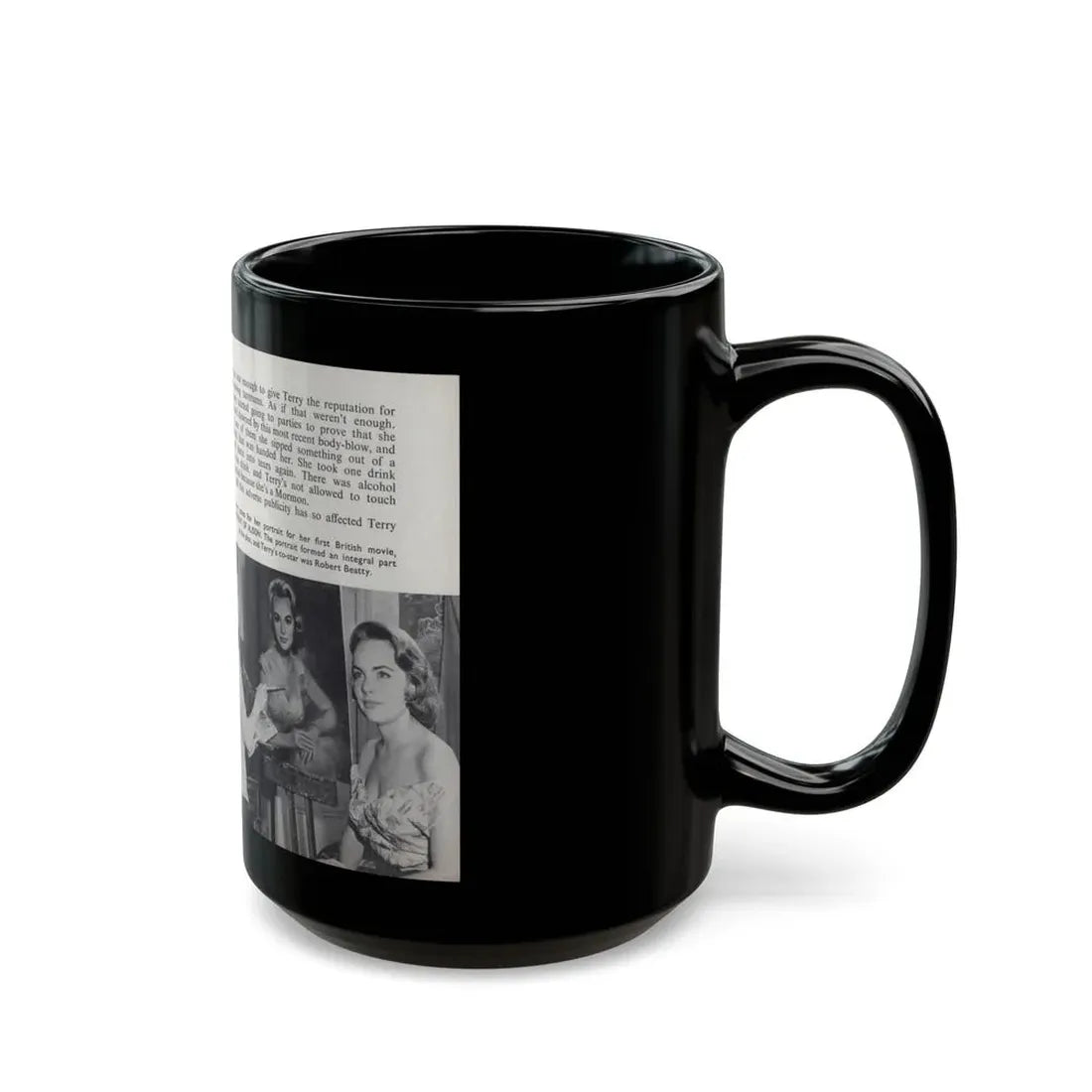 Terry Moore #462 - 66 PHOTOGRAPHS OF Terry MOORE U.K. Pocket Mag. Pages 54 & 55 (Vintage Female Icon) Black Coffee Mug - Go Mug Yourself
