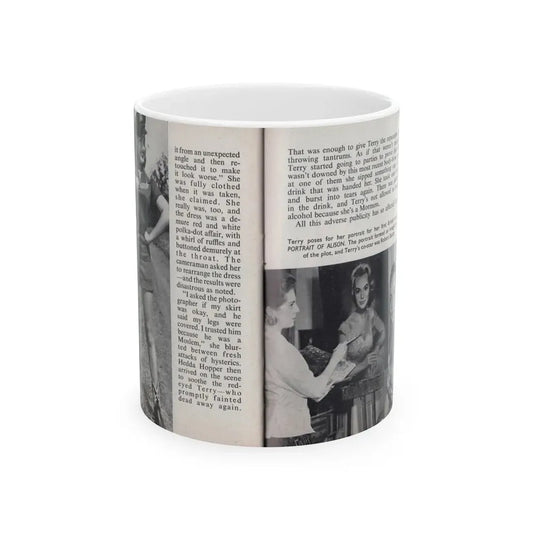 Terry Moore #462 - 66 PHOTOGRAPHS OF Terry MOORE U.K. Pocket Mag. Pages 54 & 55 (Vintage Female Icon) White Coffee Mug 11oz - Go Mug Yourself