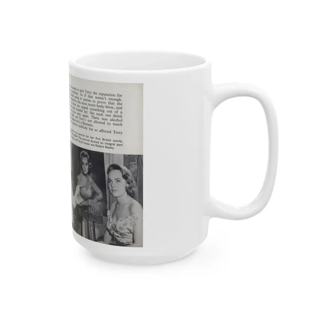 Terry Moore #462 - 66 PHOTOGRAPHS OF Terry MOORE U.K. Pocket Mag. Pages 54 & 55 (Vintage Female Icon) White Coffee Mug - Go Mug Yourself