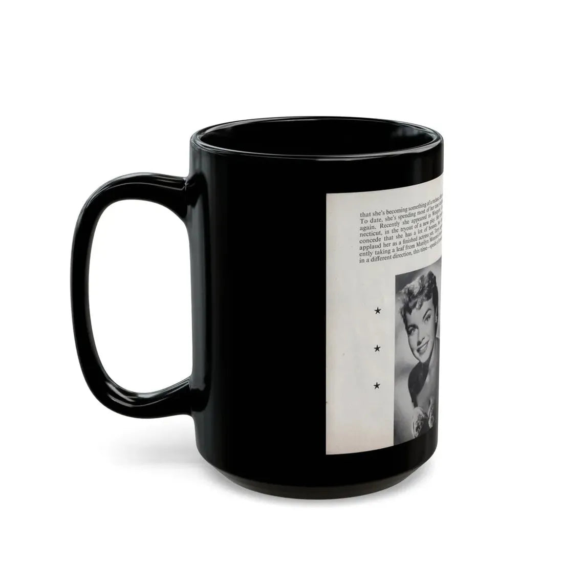 Terry Moore #464 - 66 PHOTOGRAPHS OF Terry MOORE U.K. Pocket Mag. Pages 58 & 59 (Vintage Female Icon) Black Coffee Mug - Go Mug Yourself