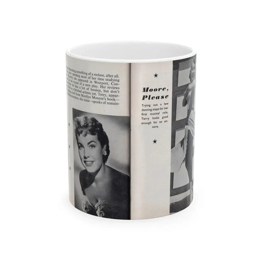 Terry Moore #464 - 66 PHOTOGRAPHS OF Terry MOORE U.K. Pocket Mag. Pages 58 & 59 (Vintage Female Icon) White Coffee Mug 11oz - Go Mug Yourself