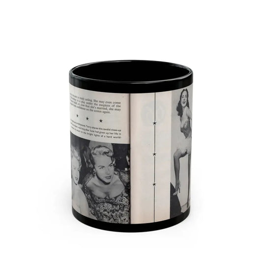 Terry Moore #465 - 66 PHOTOGRAPHS OF Terry MOORE U.K. Pocket Mag. Pages 60 & 61 (Vintage Female Icon) Black Coffee Mug 11oz - Go Mug Yourself