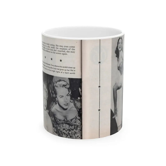 Terry Moore #465 - 66 PHOTOGRAPHS OF Terry MOORE U.K. Pocket Mag. Pages 60 & 61 (Vintage Female Icon) White Coffee Mug 11oz - Go Mug Yourself