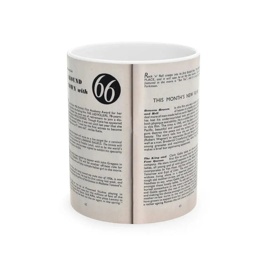 Terry Moore #466 - 66 PHOTOGRAPHS OF Terry MOORE U.K. Pocket Mag. Pages 62 & 63 (Vintage Female Icon) White Coffee Mug 11oz - Go Mug Yourself