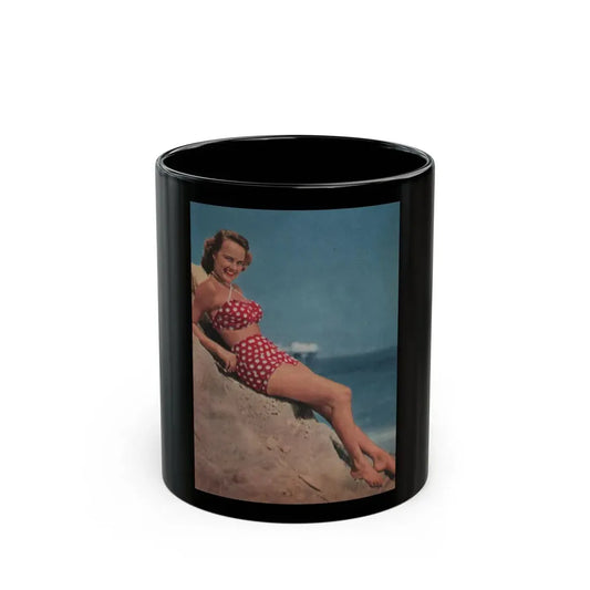 Terry Moore #516 - 4x6 2-Piece Color Full Body Swimsuit Cheesecake Photo from Early 50's (Vintage Female Icon) Black Coffee Mug 11oz - Go Mug Yourself