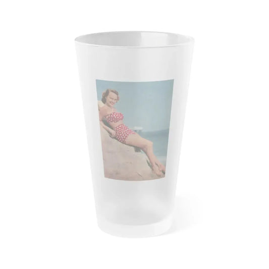 Terry Moore #516 - 4x6 2-Piece Color Full Body Swimsuit Cheesecake Photo from Early 50's (Vintage Female Icon) Frosted Pint Glass 16oz 16oz Frosted - Go Mug Yourself