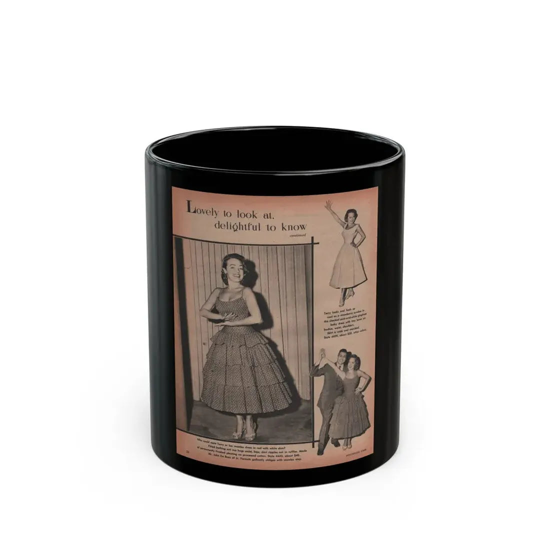 Terry Moore #524 - 8x11 Magazine Page Photos (Vintage Female Icon) Black Coffee Mug 11oz - Go Mug Yourself