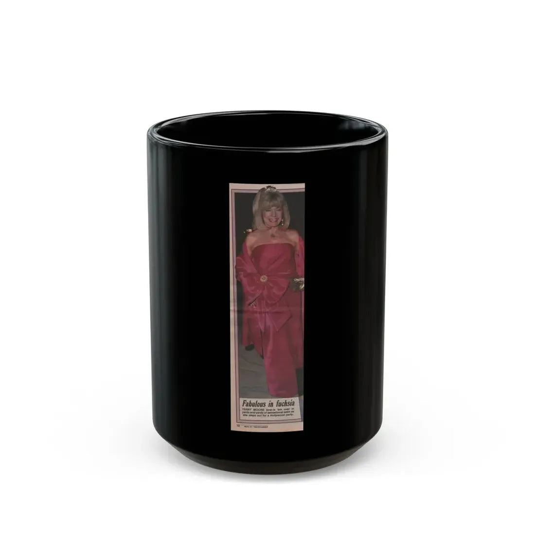 Terry Moore #529 - 3.25x11 Magazine Page Photo Clipping (Vintage Female Icon) Black Coffee Mug 15oz - Go Mug Yourself