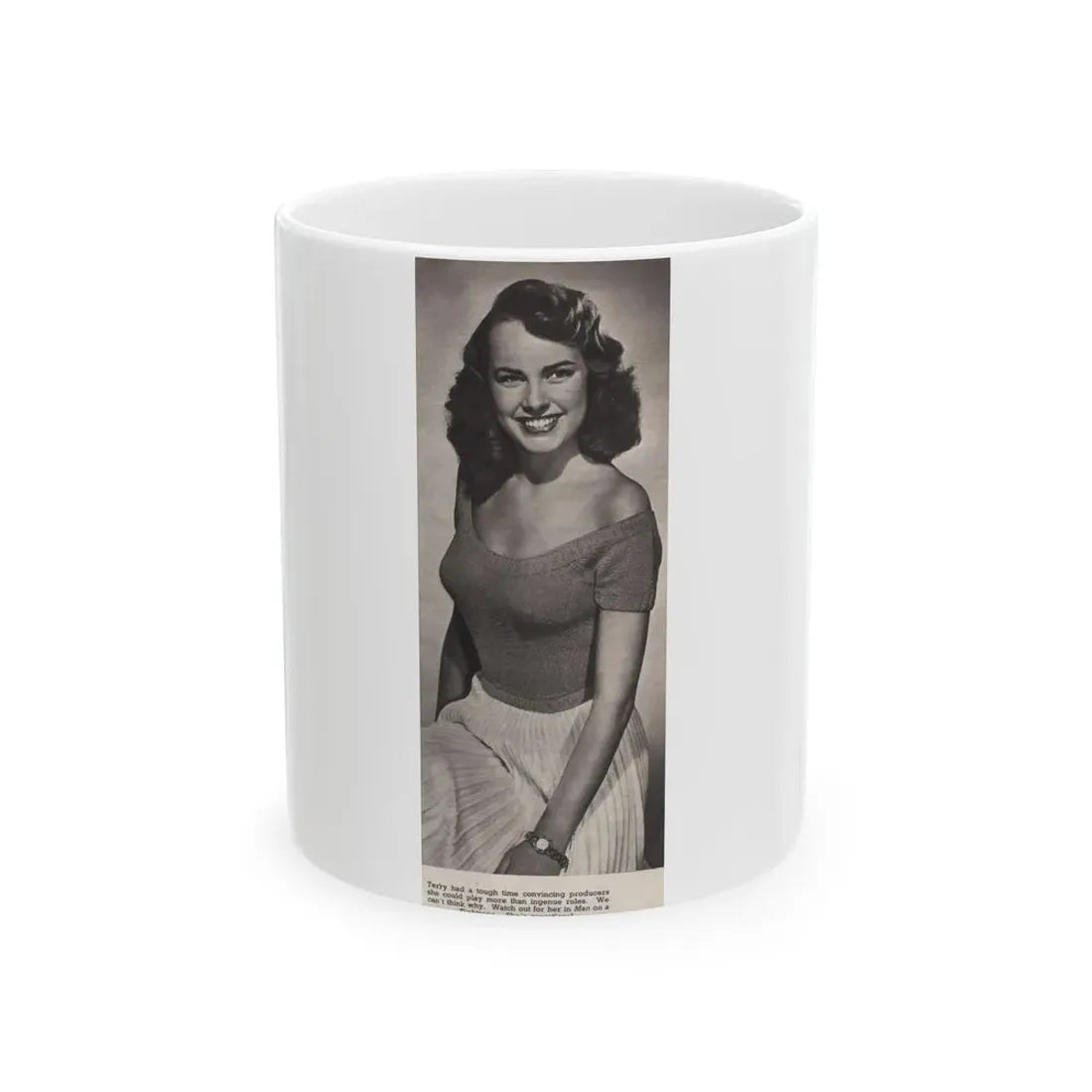 Terry Moore #532 - 3.5x9 Magazine Page Photo Clipping (Vintage Female Icon) White Coffee Mug 11oz - Go Mug Yourself