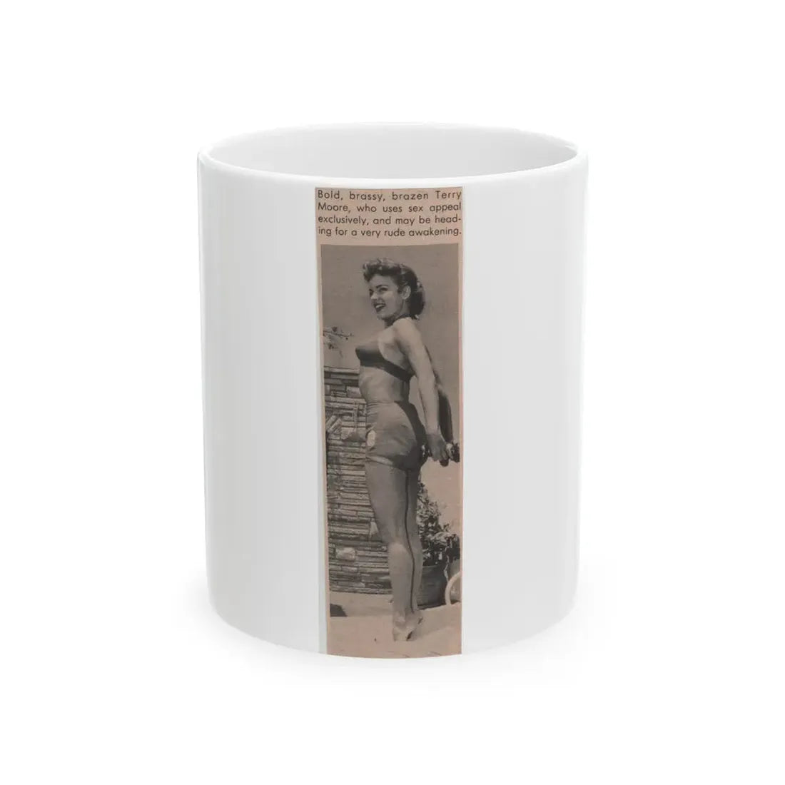 Terry Moore #534 - 1.75x5.75 Magazine Page Photo Clipping (Vintage Female Icon) White Coffee Mug 11oz - Go Mug Yourself