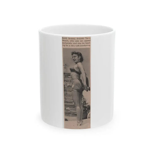 Terry Moore #534 - 1.75x5.75 Magazine Page Photo Clipping (Vintage Female Icon) White Coffee Mug 11oz - Go Mug Yourself