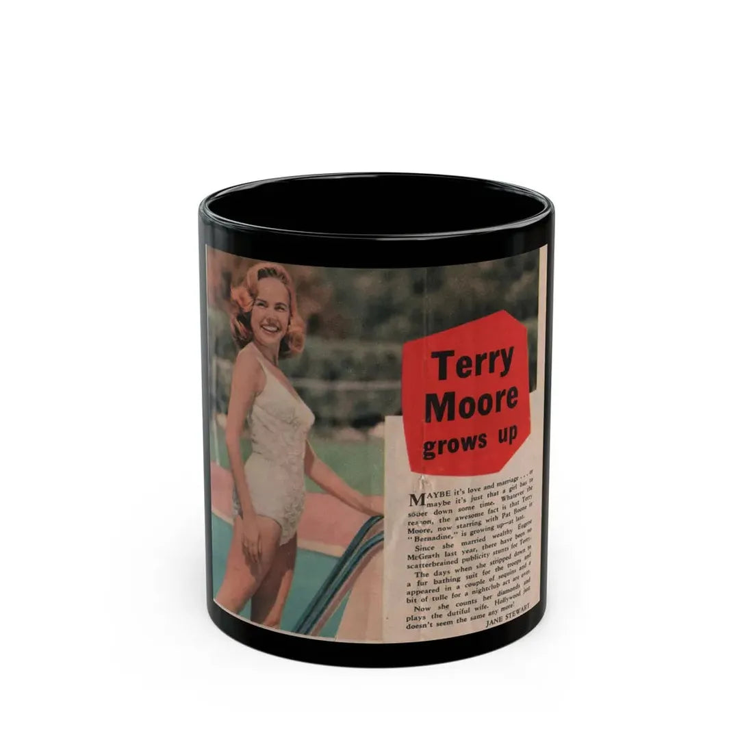Terry Moore #535 - 5x6 Magazine Page Photo Clipping (Vintage Female Icon) Black Coffee Mug 11oz - Go Mug Yourself