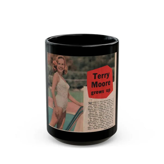 Terry Moore #535 - 5x6 Magazine Page Photo Clipping (Vintage Female Icon) Black Coffee Mug 15oz - Go Mug Yourself