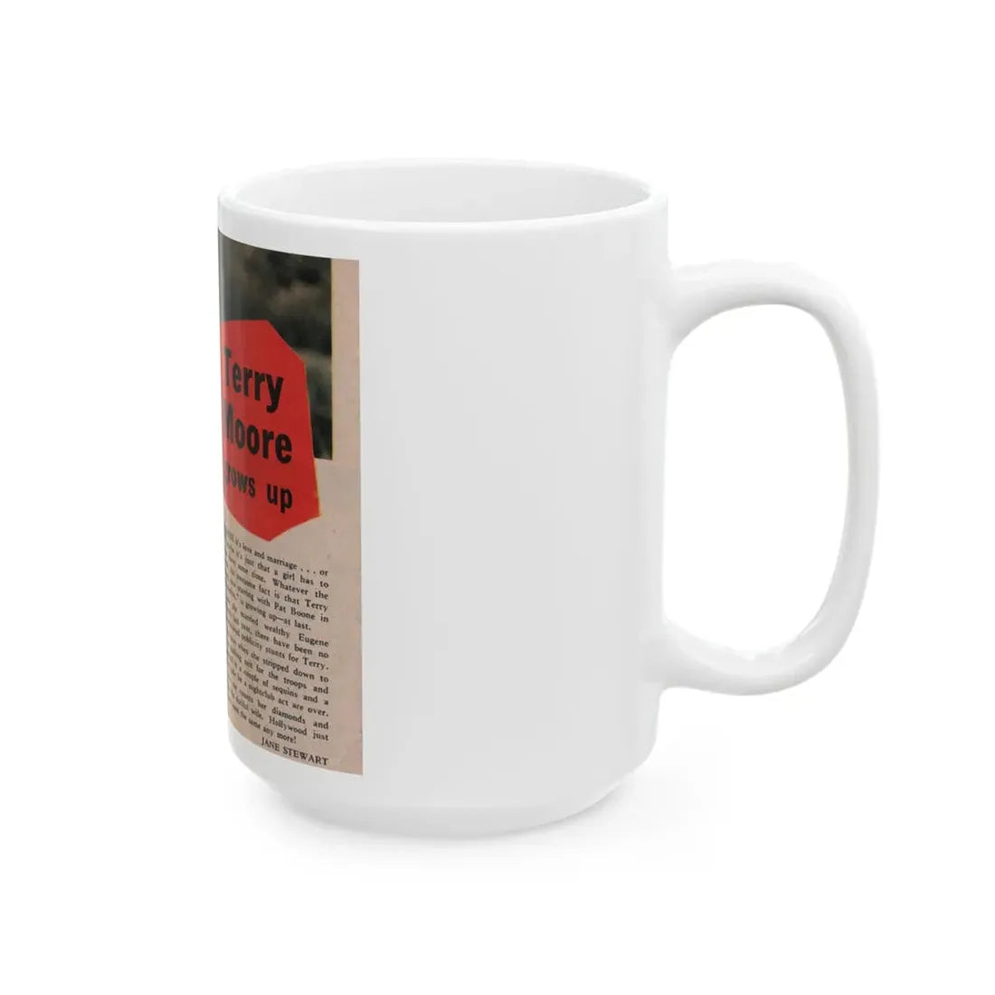 Terry Moore #535 - 5x6 Magazine Page Photo Clipping (Vintage Female Icon) White Coffee Mug - Go Mug Yourself