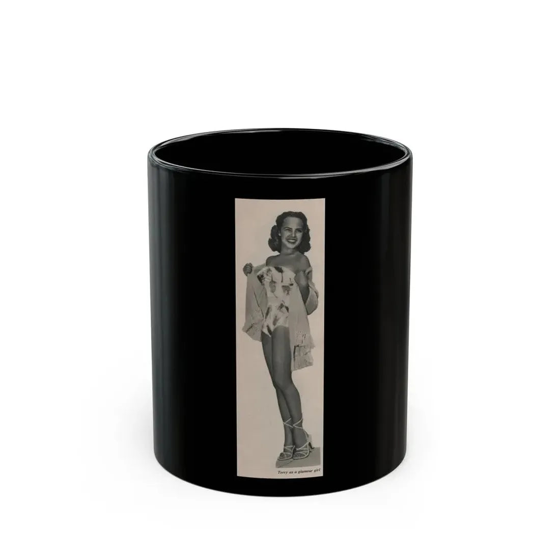 Terry Moore #537 - 63.4x9.5 Magazine Page Photo Clipping (Vintage Female Icon) Black Coffee Mug 11oz - Go Mug Yourself