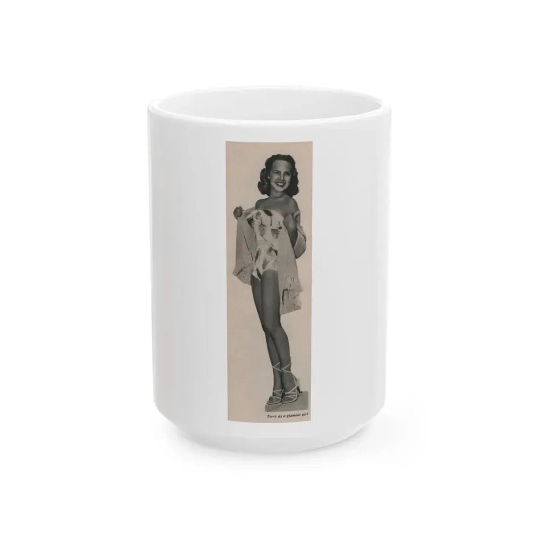 Terry Moore #537 - 63.4x9.5 Magazine Page Photo Clipping (Vintage Female Icon) White Coffee Mug 15oz - Go Mug Yourself