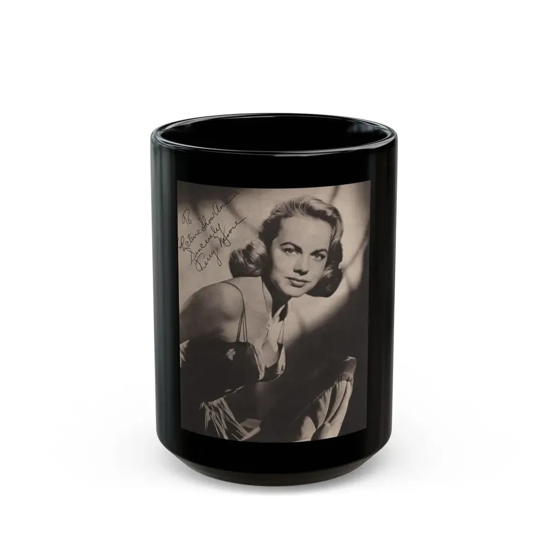 Terry Moore #540 - 8x10 Magazine Page Photo (Vintage Female Icon) Black Coffee Mug 15oz - Go Mug Yourself