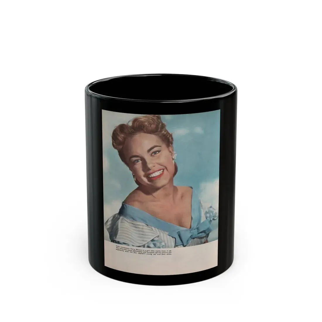 Terry Moore #541 - Magazine Page Photo (Vintage Female Icon) Black Coffee Mug 11oz - Go Mug Yourself