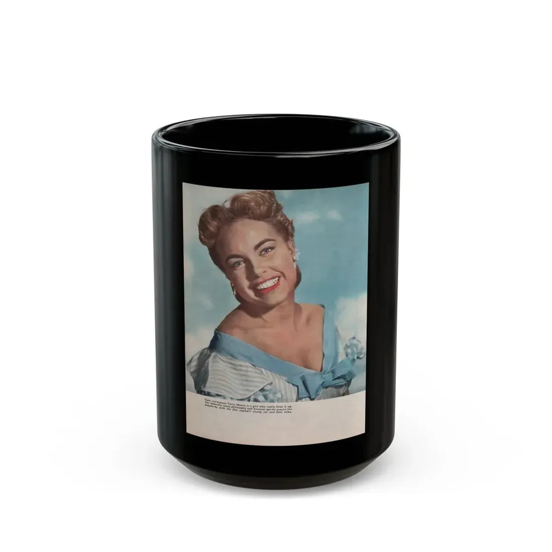 Terry Moore #541 - Magazine Page Photo (Vintage Female Icon) Black Coffee Mug 15oz - Go Mug Yourself