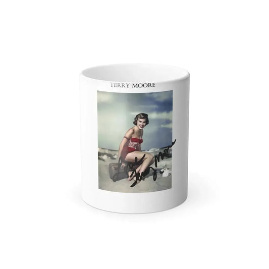 Terry Moore #546 - 3.5x5.5 1-Piece Color Barefoot Swimsuit Cheesecake Photo (Vintage Female Icon) Color Changing Mug 11oz Default Title 11oz - Go Mug Yourself