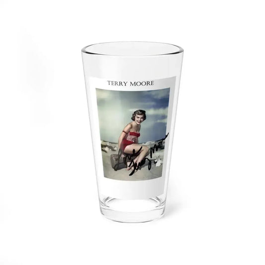 Terry Moore #546 -  3.5x5.5 1-Piece Color Barefoot Swimsuit Cheesecake Photo (Vintage Female Icon) Pint Glass 16oz 16oz - Go Mug Yourself