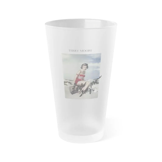 Terry Moore #546 - 3.5x5.5 1-Piece Color Barefoot Swimsuit Cheesecake Photo (Vintage Female Icon) Frosted Pint Glass 16oz-16oz-Frosted-Go Mug Yourself