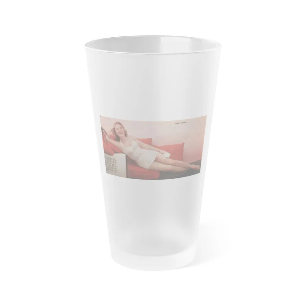 Terry Moore #556 - 7.75x3.75 Magazine Page Photo Clipping (Vintage Female Icon) Frosted Pint Glass 16oz-16oz-Frosted-Go Mug Yourself