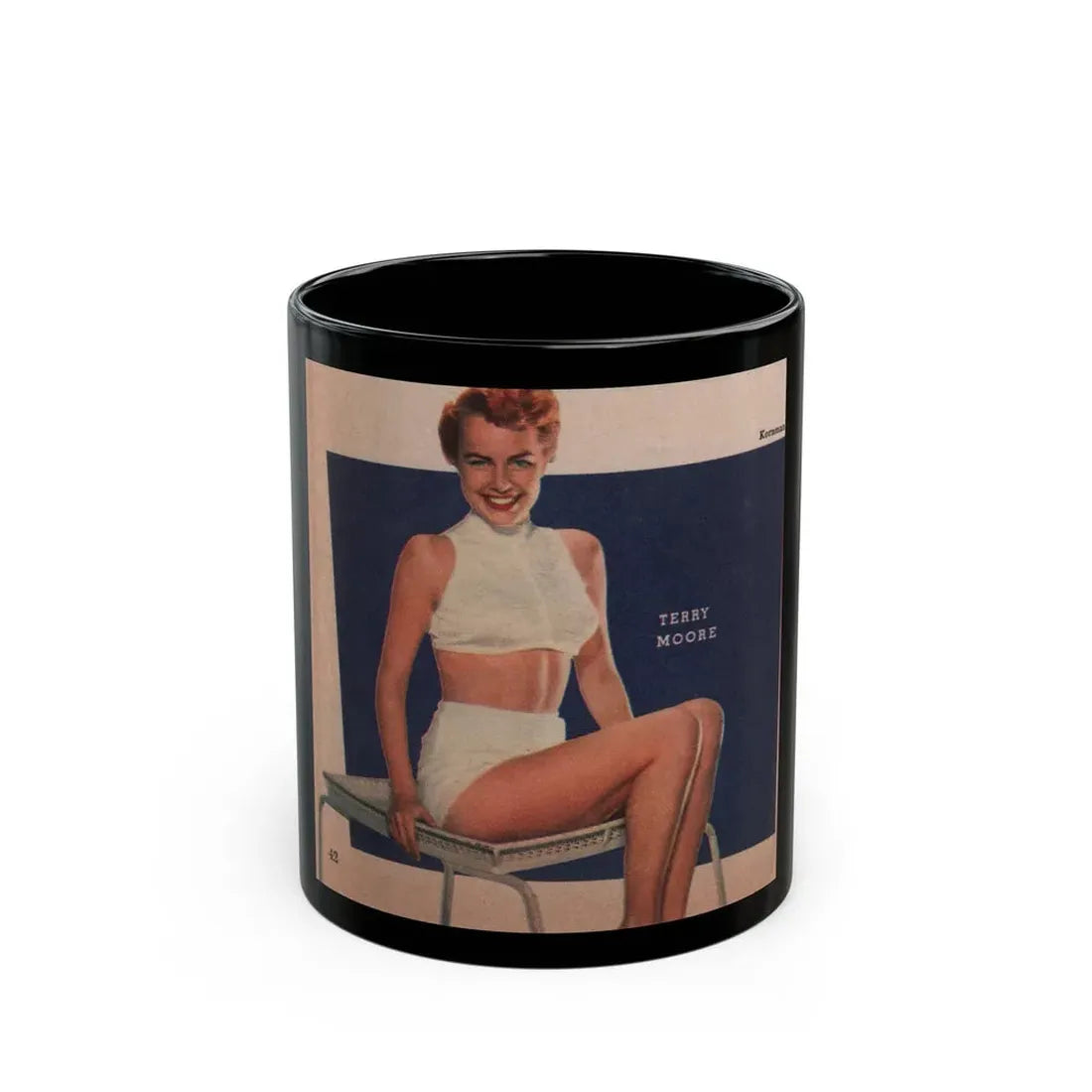 Terry Moore #557 - Magazine Page Photo Clipping (Vintage Female Icon) Black Coffee Mug 11oz - Go Mug Yourself