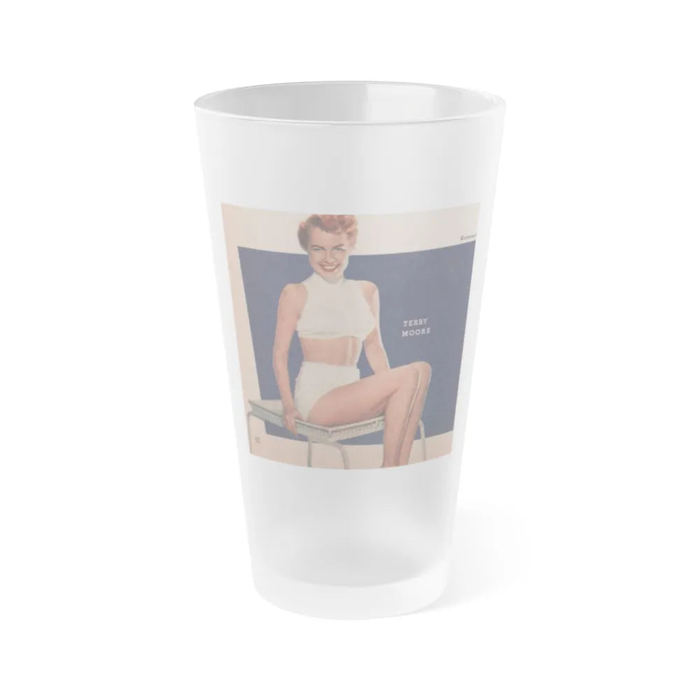Terry Moore #557 - Magazine Page Photo Clipping (Vintage Female Icon) Frosted Pint Glass 16oz-16oz-Frosted-Go Mug Yourself