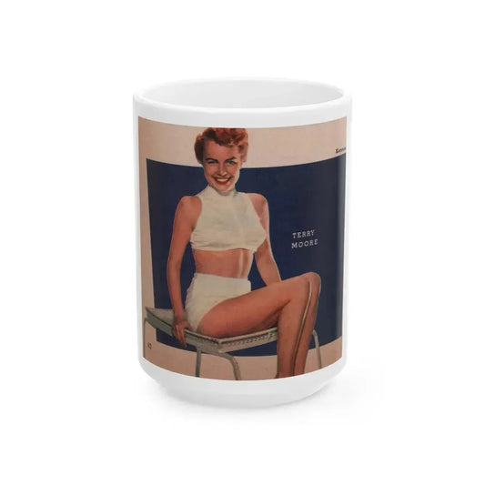 Terry Moore #557 - Magazine Page Photo Clipping (Vintage Female Icon) White Coffee Mug 15oz - Go Mug Yourself