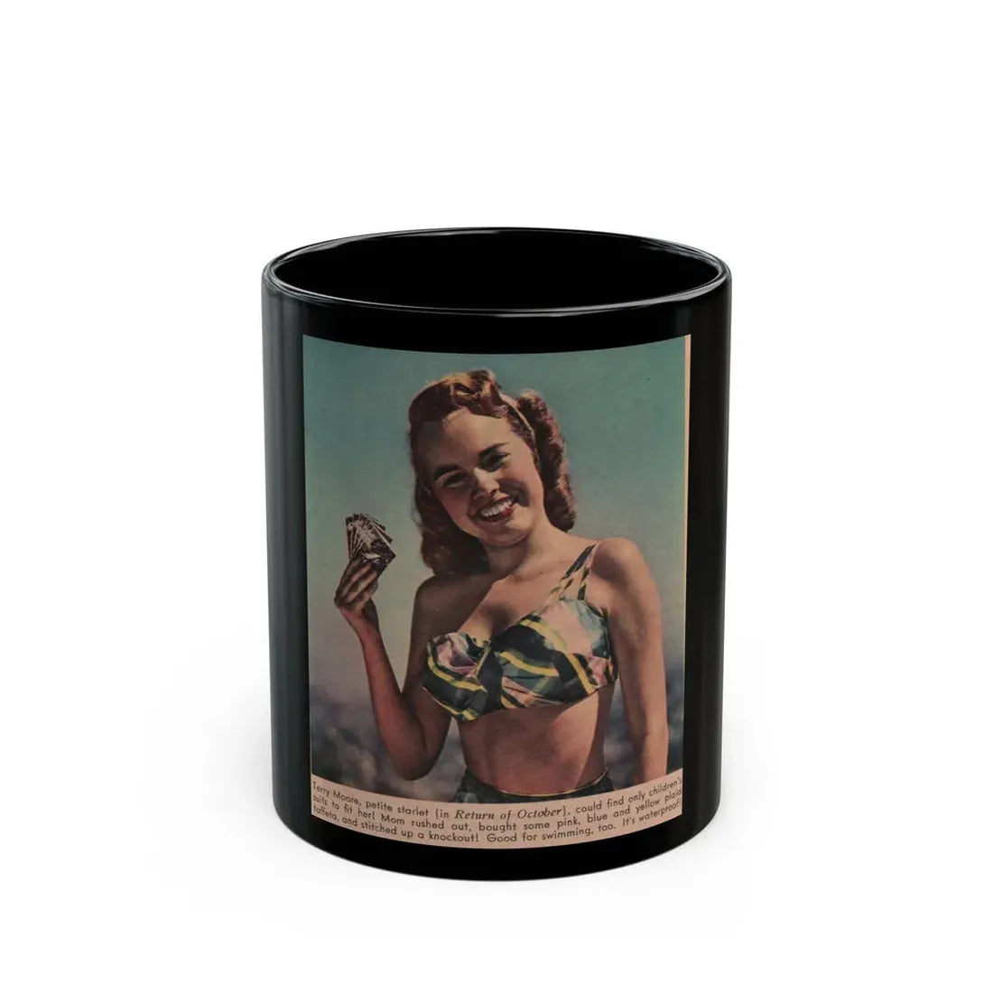 Terry Moore #559 - Magazine Page Photo Clipping (Vintage Female Icon) Black Coffee Mug 11oz - Go Mug Yourself
