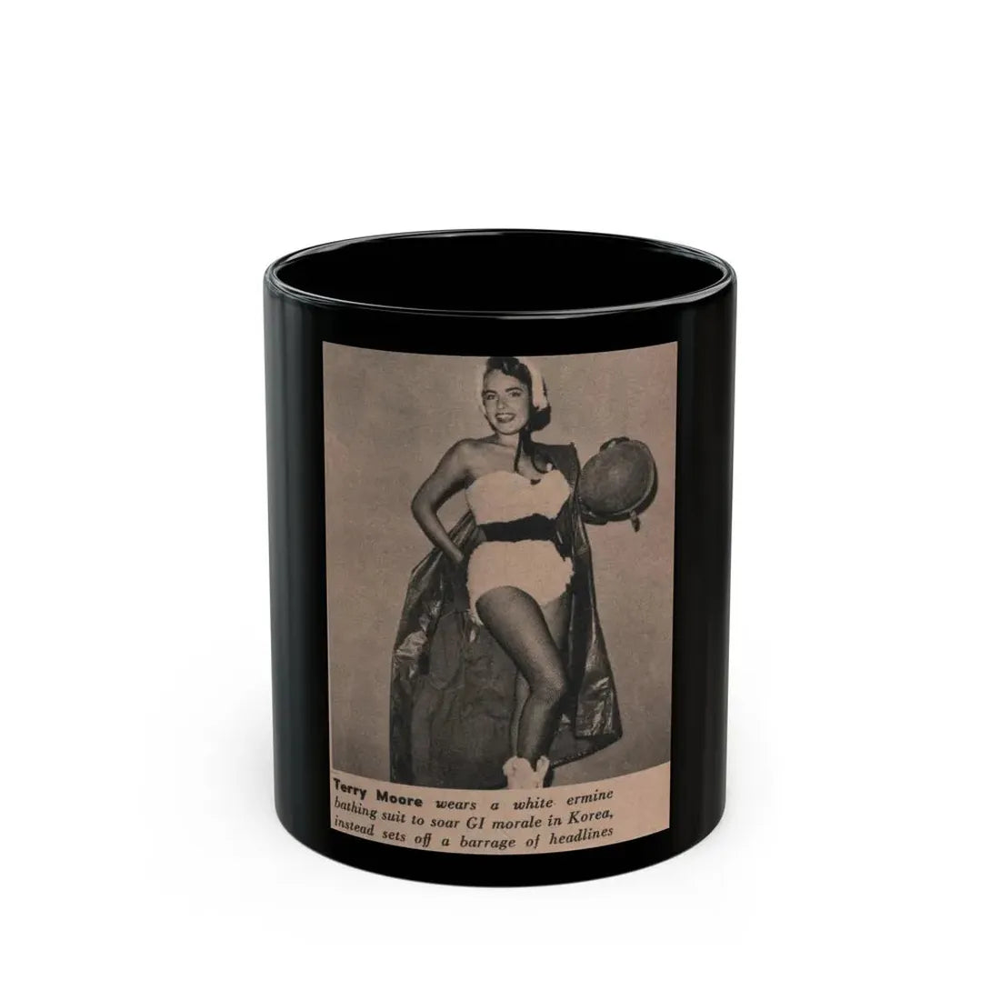 Terry Moore #560 - Magazine Page Photo Clipping (Vintage Female Icon) Black Coffee Mug 11oz - Go Mug Yourself