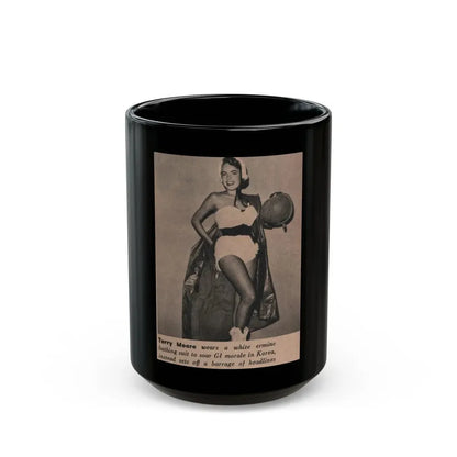 Terry Moore #560 - Magazine Page Photo Clipping (Vintage Female Icon) Black Coffee Mug 15oz - Go Mug Yourself