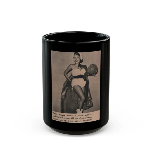 Terry Moore #560 - Magazine Page Photo Clipping (Vintage Female Icon) Black Coffee Mug 15oz - Go Mug Yourself