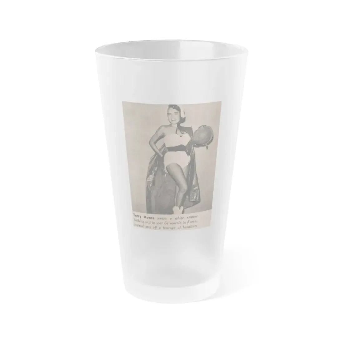 Terry Moore #560 - Magazine Page Photo Clipping (Vintage Female Icon) Frosted Pint Glass 16oz 16oz Frosted - Go Mug Yourself