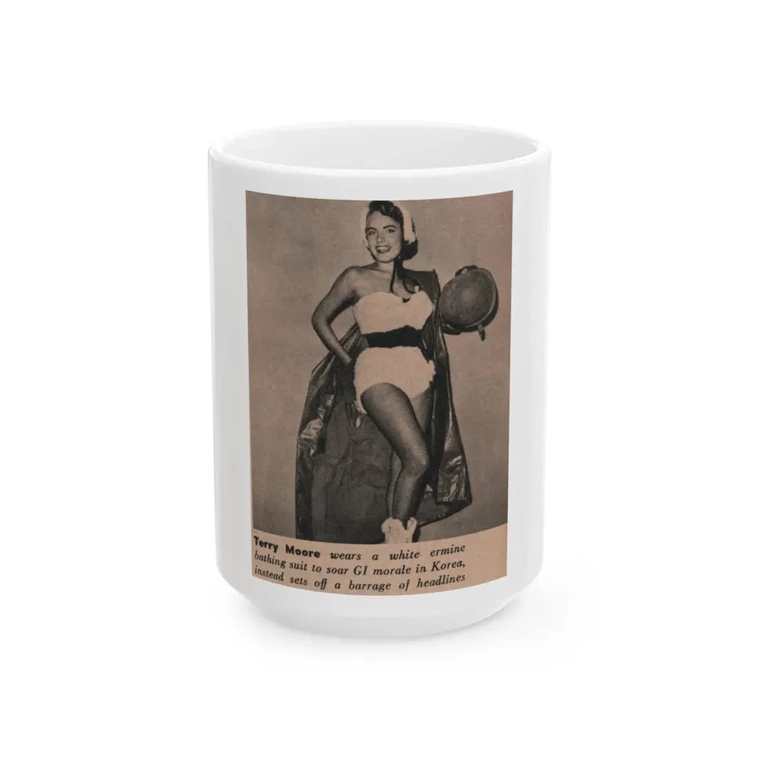Terry Moore #560 - Magazine Page Photo Clipping (Vintage Female Icon) White Coffee Mug 15oz - Go Mug Yourself