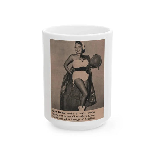 Terry Moore #560 - Magazine Page Photo Clipping (Vintage Female Icon) White Coffee Mug 15oz - Go Mug Yourself