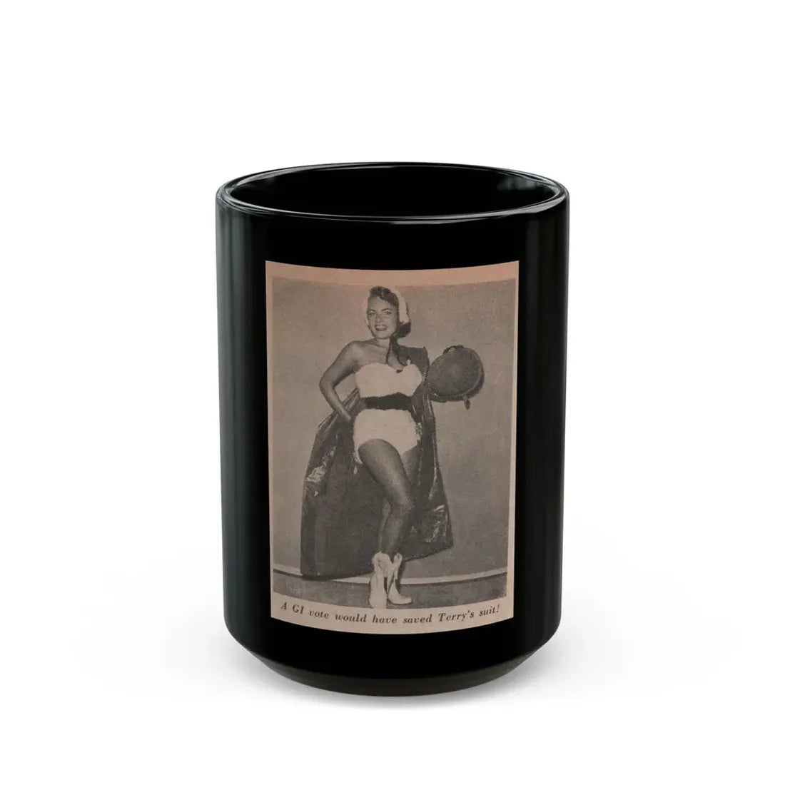 Terry Moore #561 - Magazine Page Photo Clipping (Vintage Female Icon) Black Coffee Mug 15oz - Go Mug Yourself