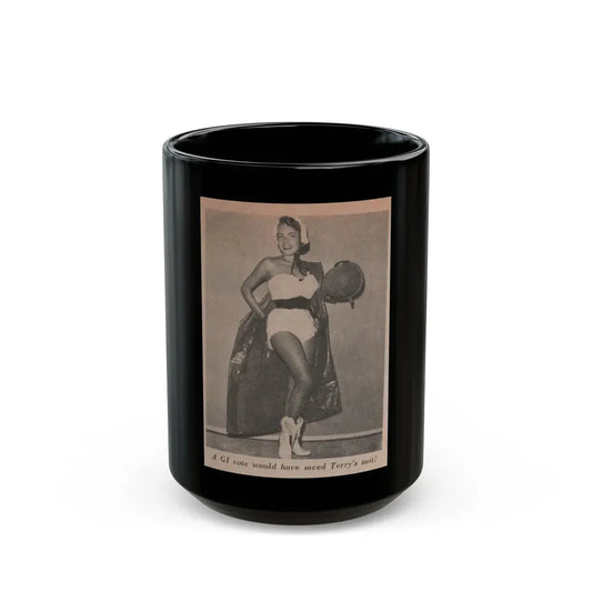Terry Moore #561 - Magazine Page Photo Clipping (Vintage Female Icon) Black Coffee Mug 15oz - Go Mug Yourself