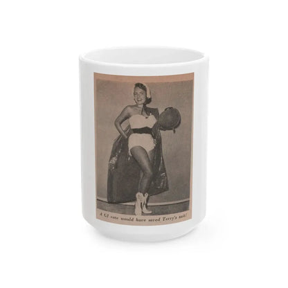 Terry Moore #561 - Magazine Page Photo Clipping (Vintage Female Icon) White Coffee Mug 15oz - Go Mug Yourself