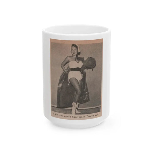 Terry Moore #561 - Magazine Page Photo Clipping (Vintage Female Icon) White Coffee Mug 15oz - Go Mug Yourself