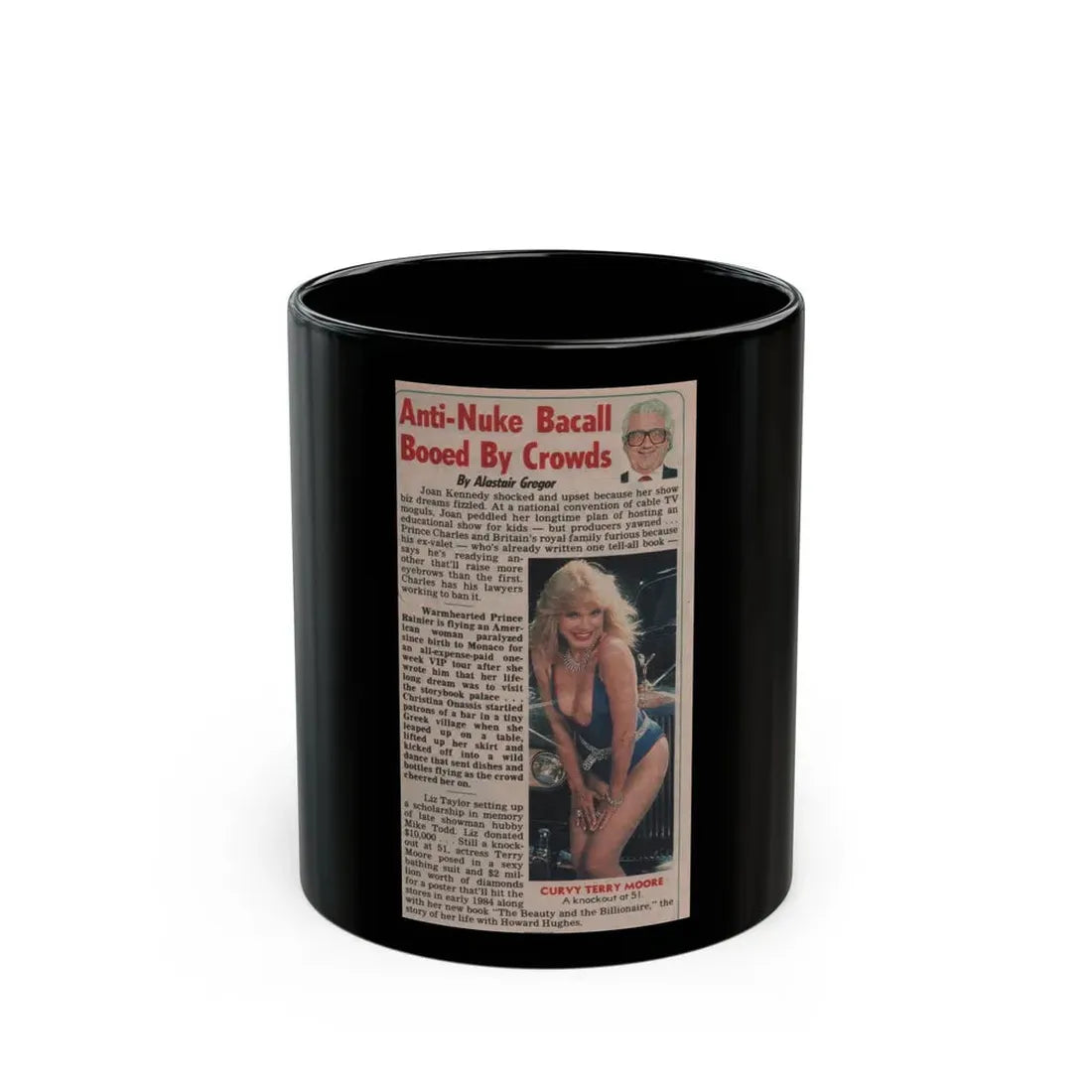 Terry Moore #564 - Magazine Page Clipping Circa 1984 (Vintage Female Icon) Black Coffee Mug 11oz - Go Mug Yourself