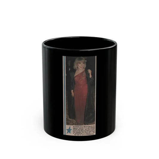 Terry Moore #568 - 2.5x6.5 Magazine Page Photo Clipping Circa 1980's (Vintage Female Icon) Black Coffee Mug 11oz - Go Mug Yourself