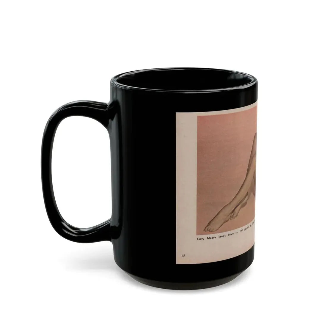 Terry Moore #569 - 6.75x4 Modern Screen Mag. July '55 (Vintage Female Icon) Black Coffee Mug - Go Mug Yourself