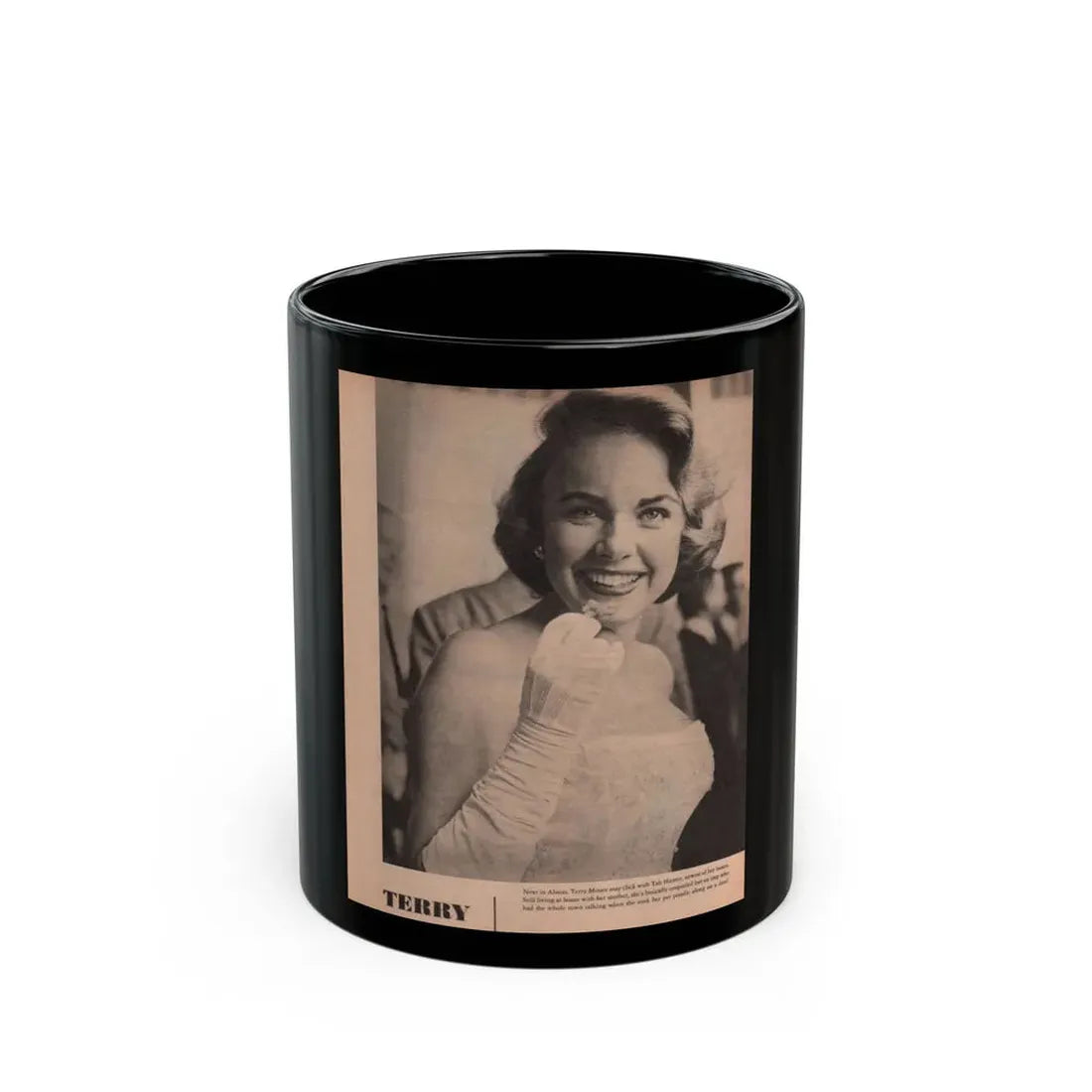 Terry Moore #575 - Magazine Page circa 50's (Vintage Female Icon) Black Coffee Mug 11oz - Go Mug Yourself