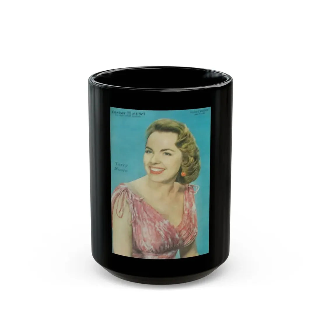 Terry Moore #577 - Sunday News Mag. Cover (Vintage Female Icon) Black Coffee Mug 15oz - Go Mug Yourself