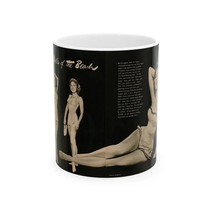 Terry Moore #588 - 10.5x14 Modern Screen '54 Magazine 2 Pages 1 Centerfold B&W Pin-Up plus 2 small ones (Vintage Female Icon) White Coffee Mug 11oz - Go Mug Yourself