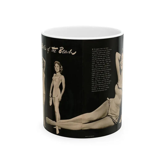 Terry Moore #588 - 10.5x14 Modern Screen '54 Magazine 2 Pages 1 Centerfold B&W Pin-Up plus 2 small ones (Vintage Female Icon) White Coffee Mug 11oz - Go Mug Yourself