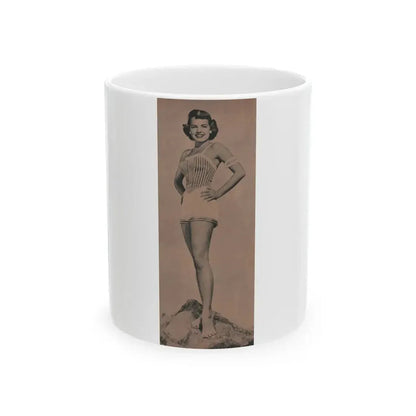 Terry Moore #589 - 4x10 B&W Pin-Up Magazine Page Photo Clipping (Vintage Female Icon) White Coffee Mug 11oz - Go Mug Yourself
