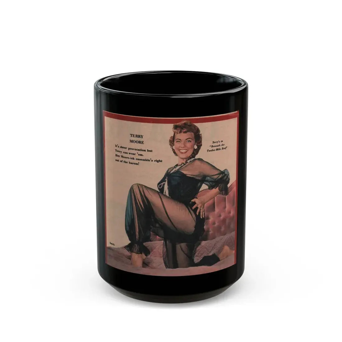 Terry Moore #590 - 4.5x4.5 Magazine Page Photo Clipping (Vintage Female Icon) Black Coffee Mug 15oz - Go Mug Yourself